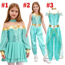 DE Mädchen Jasmin Prinzessin Kostüm Aladin Prinzessin Kleider Bauchtanz Kostüme
