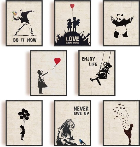 9er set banksy wand - banksy, kunstdruck