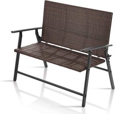 Klappbank Kunststoffgeflecht Braun Rattan Optik Gartenbank Garten Bank Parkbank