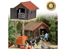 Busch H0 1517 Viehwaage überdacht Echt-Holz-Serie Neu