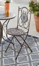 Metall Klapp Stuhl "Mare" mit Stein Mosaik im Antik Design, Eisen Garten Balkon