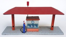Blechspielzeug Eisenbahn Bahnhof Spur O Schaffner beweglich Heinrich Wimmer 1950