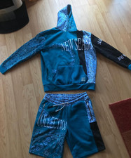 boohooman tracksuit in türkis mit paysley muster, größe oversized M polyester