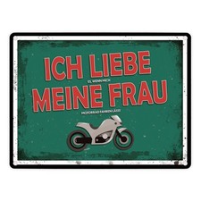 Metallschild mit Motorrad