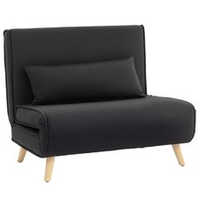 Schlafsessel, 2-in-1 Schlafsofa mit Bettfunktion, Zierkissen bis 350 kg Schwarz