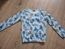 Neu Smafolk Sweatshirt Gr. 110-116 Blau Fledermaus Herbst Bio-Baumwolle 