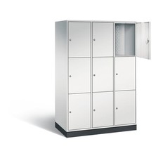 Spindschrank, Schulspind, 3 x 3 Fächer 40 cm, Tiefe 600 mm, Korpus Lichtgrau