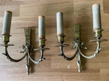 Antik 1 Paar  Wandleuchten Wandlampen Gold Biedermeier um 1900