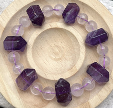 Lila Amethyst Armband Stretcharmband Sechseck Barock Edelstein Kristall 18 mm