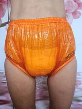 PVC adult baby Inkontinenz Windelhose Gummihose  orange transparent