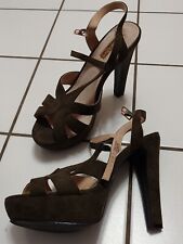 PRIMARK High Heels Gr. 39 braun oliv Wildleder Absatz Sandalette