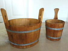 2 ältere Holz Bottiche Pflanzkübel Trog Zuber d 35 / 21 cm