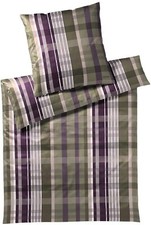 Joop! Mako-Satin Bettwäsche 135x200 Checks ivy  Karo grün pflaume  4098-4
