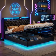 Polsterbett Boxspringbett 140x200 cm Mit LED USB/Stauraum Lattenrost Doppelbett