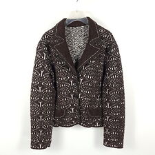 Marc Cain Strick-Blazer Damen Gr. 40 N4 L Braun Jacquard Strickjacke Wolle Jacke
