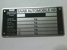 Typenschild  ID-plate Saab 900