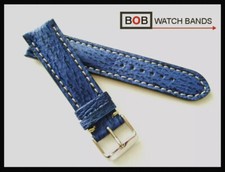 BOB ECHT HAIFISCH LEDERUHRBAND BLAU (Mittelblau) 20 mm Kompatibel mit Breitling