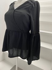 Neu Peplum Bluse Schößchen Trompetenärmel Glocke A-Linie Tunika Chiffon Cut Out