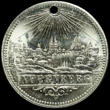 NÜRNBERG / BAYERN: Tragbare Souvenir-Medaille. STADTANSICHT VON NÜRNBERG.