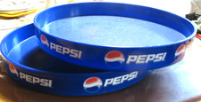 2 St Pepsi Serviertablett Kneipentablett 80/90er Kunststoff blau gummiert 32 cm