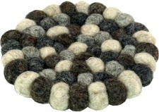 Filzuntersetzer, Untersetzer aus Filzkugeln, Filzdekoration rund Ø 10 cm - gra