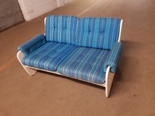 Kleines Sofa Couch 50er 60er Jahre Vintage Cocktailsofa Blau Weiß
