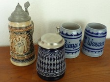 4x Bierkrug Zinndeckel: R