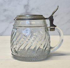 BMF Glas Bierseidel / Bierkrug mit Zinndeckel