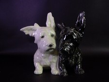 altes großes BLACK & WHITE Scotch Terrier Paar - Fa. Corona - Salzstangenhalter