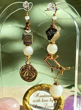 Ohrringe PYRIT + MONDSTEIN Geburtsstein JUNI Sternzeichen Bild ZWILLINGE Schmuck