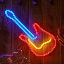 Neon LED Schild Gitarre Licht Wand Deko Leuchte Musik Setup Streamer Beleuchtung