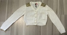 Orchestra Mädchen Strick Bolero Jäckchen Gr. 104 mit Pailletten Weiß