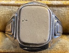 Hübscher antiker 800er  Silber  Herren Ring mit Plateau zum Gravieren - Gr.: 62