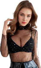 Damen Mesh Top transparent