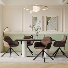 Drehstuhl Esszimmer mit Armlehne Esszimmersthüle 2er Set Küchenstuhl Dunkelbraun