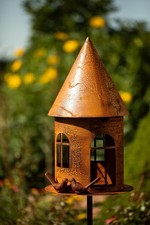 Edelrost Gartenstecker Vogelhaus Gartendekoration Naturrost rostige Dekoration