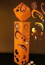 Säule Retro + Würfel Set  Edelrost  Metall Stele Rost Edelstahl - Kugel 