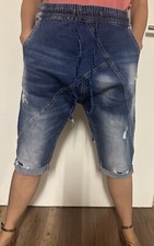 Damen Baggy Harem Jeans Hose L Bermuda 