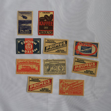 10 alte deutsche Zündholzetiketten, Primus u.a.