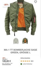 Alpha Industries Bomber Jacke Herren Gr.L Bomberjacke so gut wie neu
