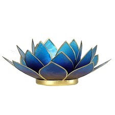 Lotus Teelichthalter blau