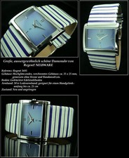 Damenuhr Regent sportlich breite Zebrastreifen 26mm Designer beige-lila