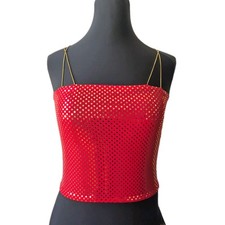 Rotes Glitzertop  mit goldenen