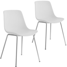 Kunststoffstühle Mave, ergonomisch, 120 kg Plastikstuhl weiß/chrom B-Ware