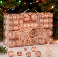 102x Weihnachtskugeln Set Christbaumkugeln Weihnachtsbaumkugeln Box Roségold