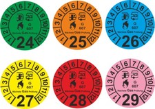 G607 Prüfplakette Nächste Gas Prüfung Wohnwagen Wohnmobil    20 - 45 mm  (1203)