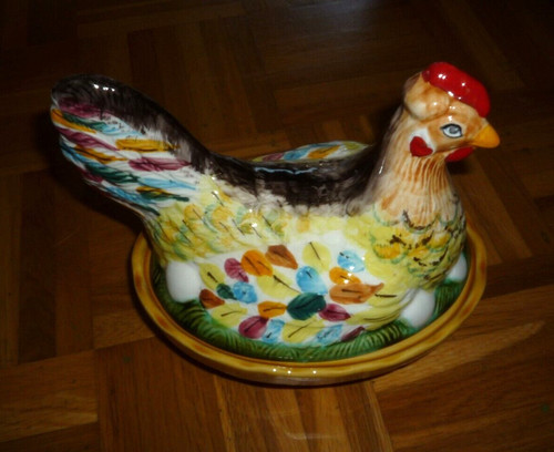 Huhn henne korb keramik - henne, 2