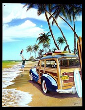 Schild Surfer Hawaii Beach