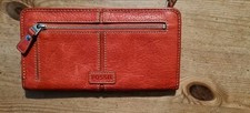 Fossil Maddox Marlow Zip Clutch Leder Portemonnaie Geldbörse Geldbeutel rotbraun
