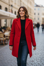 Damen Jacke aus weichem Langhaar Wolle Stoff rot Winterjacke Gr. 38